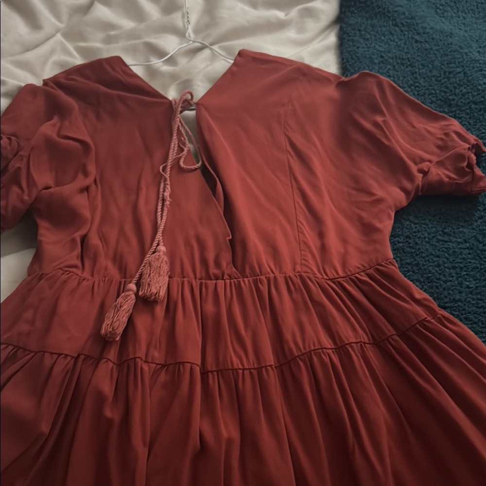 Rust Red Short Sleeve Dress - Picture 3 of 4